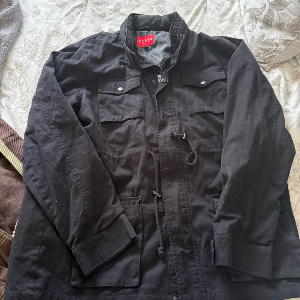 Guess Black Military-Style Field Jacket